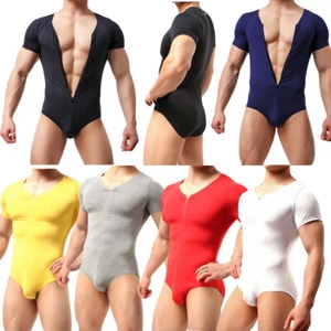 Sexy Para hombres Elastizado Una Pieza Fitness Deportes Leotardo Mono Body Ropa Interior - Imagen 1 de 54
