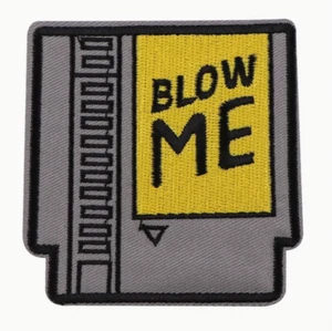 BLOW ME - NES NINTENDO - VIDEO GAME - FUNNY HUMOR - EMBROIDERED IRON-ON PATCH - Picture 1 of 4