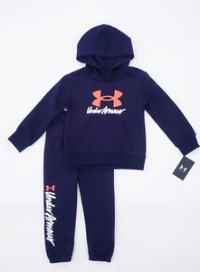 Under Armour Hoodie Joggers Pant Navy Blue Fleece Set Size 5, 6, 7:  NWT - Picture 1 of 7