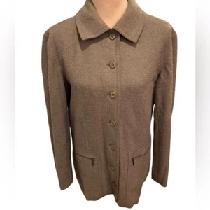 Talbots Women’s Jacket Alpaca Wool Blend Size Large Coat Blazer Button Taupe - Picture 1 of 12