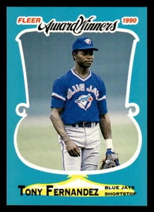 Tarjeta de béisbol Tony Fernández #12 de los Azulejos de Toronto 1990 ganadores del premio Fleer - Imagen 1 de 2