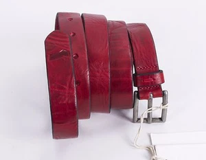 CINTA UOMO GAS CRUX BELT LEATHER ROSSO INVECCHIATO SOTTILE 2,4 CM (altezza) - Foto 1 di 6