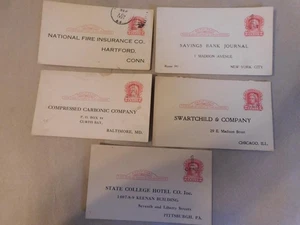 1920-MARTHA WASHINGTON  1C ON 2C, POSTAL CARD PRE-PRINTED, 5 DIFFERENT, USED - Picture 1 of 1