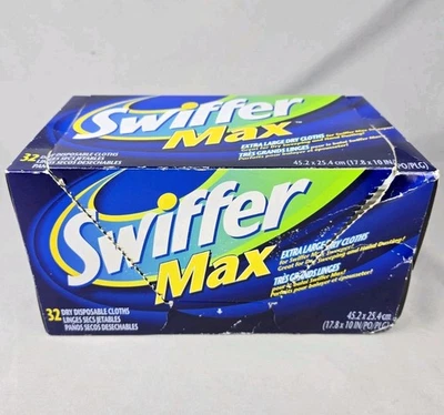 Swiffer Max Refill Extra Large Dry Diaposable Cloths 28 Total 17.8"x10" OPEN BOX - Image 1 of 4
