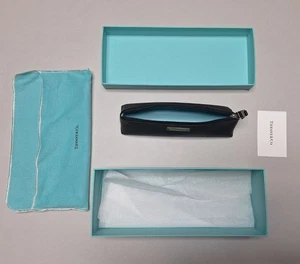 Tiffany & Co Leather Pen Case ( Black & Tiffany Blue )  - Elegant Pen Pouch - Picture 1 of 10