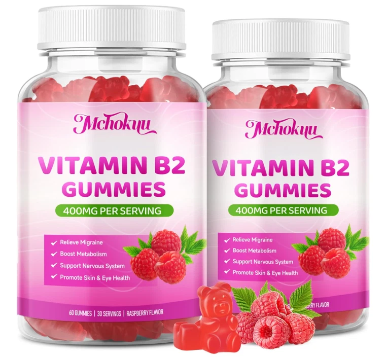 Suplemento de vitamina B2 gomas riboflavina 400 mg magnésio para crianças e adultos 120 ct - Imagem 1 de 4