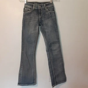 Shyanne Girls Jeans Size 10 Boot Cut Low Rise Denim Cross Thick Stitch Western - Picture 1 of 10