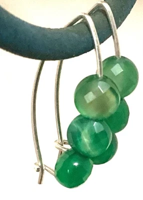 925 Sterling Silver Earrings. Green  Quartz. Handcraft3d/Fine Studio Art - Image 1 of 4