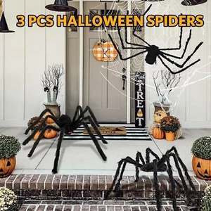 Spider Decorations - 3 PCS (59”, 49“ & 35“) Giant Spiders - Picture 1 of 5