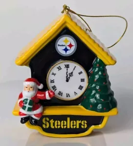 Danbury Mint Pittsburgh Steelers 2014 Christmas Ornament Cuckoo Clock Santa - Picture 1 of 5