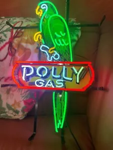24 inches US Ship Polly Shape Polly Gas Motor Oil Gas Real Neon Sign Beer Light - Picture 1 of 3