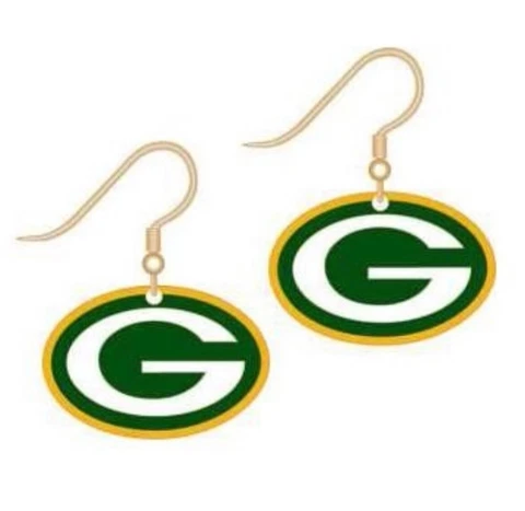 Green Bay Packers NFL J-Hook Team Logo Women’s Dangle Earrings Cover