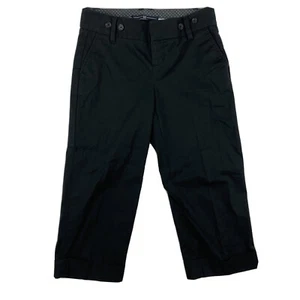 GAP Black Chino Capri Pants Straight Leg Size 1 Stretch Cuffed Hem Cotton Blend - Picture 1 of 8