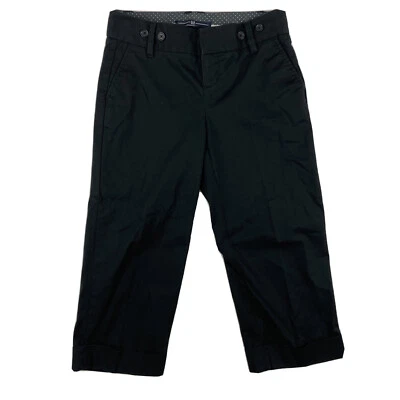 GAP Black Chino Capri Pants Straight Leg Size 1 Stretch Cuffed Hem Cotton Blend - Image 1 of 4