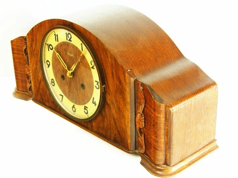BEAUTIFUL PURE ART DECO  CHIMING MANTEL CLOCK KIENZLE BLACK FOREST Cover