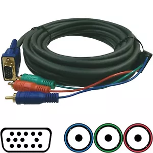 Cable VGA HD 15 -1 = 14 pin to Component RGB RCA 3 Male Analog Video C2G 25FT - Picture 1 of 2