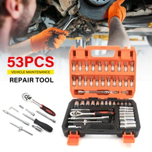 53PCS Metric Socket Set Ratchet Torx Wrench Kit 1/4" Drive Repair Tool with Case - Picture 1 of 12