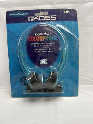 Fones de ouvido supra-auriculares eletrônicos portáteis vintage KOSS Colorphones azul turquesa - Imagem 1 de 2