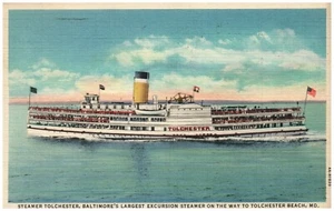 Steamer Tolchester Beach Baltimore MD Passenger Cruise Day Line Steamship B620 - Picture 1 of 2