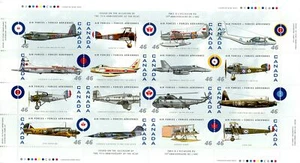 Canada Stamp #1808 - Canadian Air Forces 1924-1999 (1999) 16 x 46¢ - Picture 1 of 1