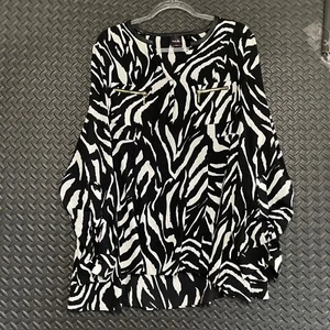 Rafaella Zebra Striped Long Sleeve Blouse Top Women's Size XL Casual Wear - Picture 1 of 8