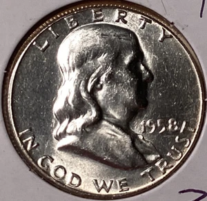 1958 Franklin Half Dollar, Full Bell Lines - Picture 1 of 2