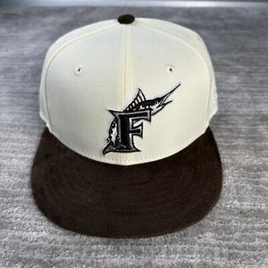 Gorra de los Florida Marlins para hombre ajustada 7 5/8 New Era visera de gamuza 2 tonos Cooperstown - Imagen 1 de 6
