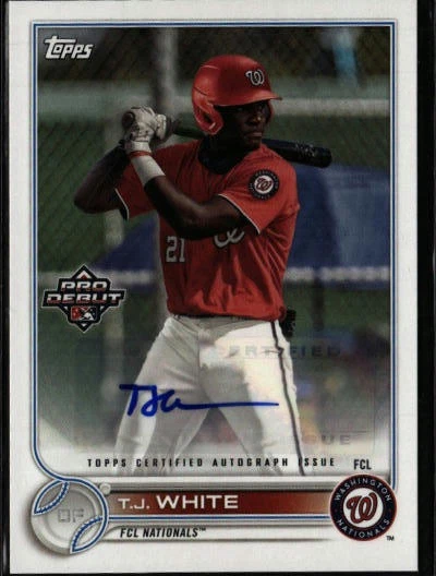 2022 Topps Pro Debut #PD-191 T.J. White Autographs C351 - Image 1 of 2