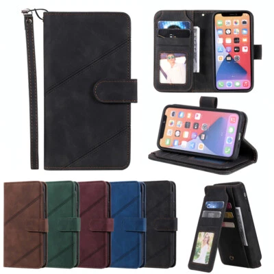 Multi Card Wallet Case Leather Flip Cover for iPhone 16/15/14+/13/12/11 XR SE 8 - Image 1 of 4