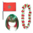 Sonia Originelli Fanset "Marokko" Morocco Blumenkette Fahne Flagge Perücke Bob  