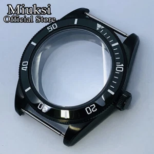 Miuksi 39mm black watch case domed sapphire fit NH35 NH36 NH34 ETA2824 PT5000 - Picture 1 of 31