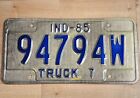 Truck 7 USA Auto LKW Metal License Plate Nummernschild 1985 Indiana Blech Schild