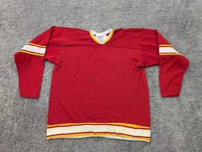 Vintage Calgary Flames Jersey Mens Large Rawlings Pullover Hockey V-Neck Sports - Image 1 of 4