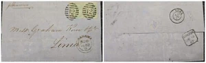 O) 1862 GREAT BRITAIN, STEAMER, VIA PANAMA, LONDON, DOUBLE HANDSTRUCK, QUEEN VIC - Picture 1 of 1