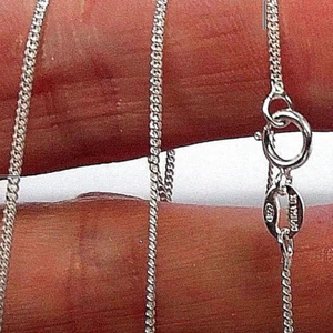 Pendant Link Chain Necklace Curb Diamond Cut Sterling Silver 925 Italian allsize - Picture 1 of 10