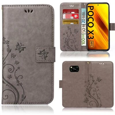 Handy Tasche für Xiaomi Poco X3 / X3 NFC / X3 Pro Schutz Hülle Blumen Cover Etui