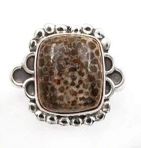 Natural Stingray Coral 925 Solid Sterling Silver Ring Sz 7 - Photo 1/1