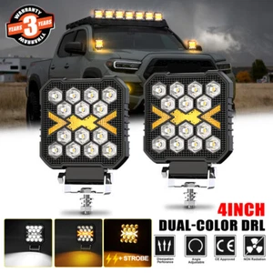 2PCS 4'' INCH 300W Cube LED Work Light Pods Flash DRL Truck OffRoad UTV ATV 4WD - Picture 1 of 11