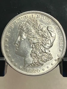 Dólar de plata Morgan 1880-S sobre brillo de rueda de carro MPL sin circular - Imagen 1 de 2