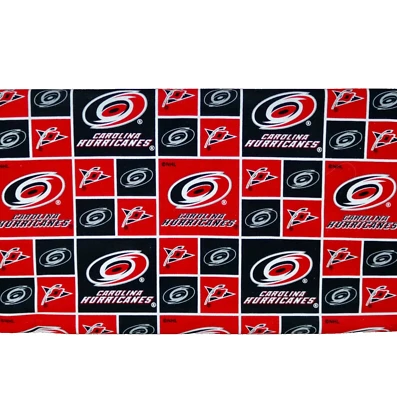 Carolina Hurricanes ~ Block Pattern NHL Cotton Fabric 1/4 Yard 9” X 44” New - Image 1 of 4
