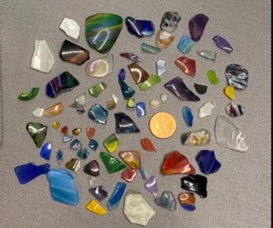 Gemischte bunte Glasstücke Kunst Dekor 2,5 Unzen Strand Künstler Zuhause - Bild 1 von 4