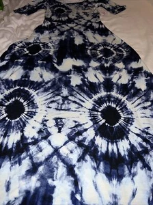 LuLaRoe Ana Einhorn 🦄 blau weiß Batik langes Maxikleid Vintage 8/10 Medium M - Bild 1 von 15