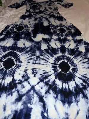 LuLaRoe Ana Unicorn 🦄 Blue White Tie Dye Long Maxi Dress Vintage 8/10 Medium M - Image 1 of 4