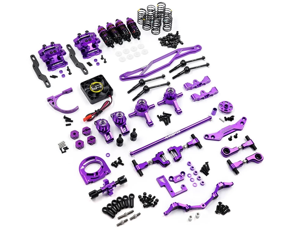 Yeah Racing Tamiya TT-02 Magenta Aluminum Performance Conversion Kit (Purple) - Image 1 of 2