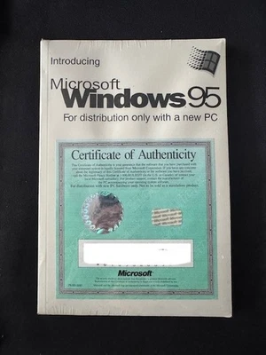 Microsoft Windows 95 With Certificate Of  Authenticity & Product ID - SEALED NEW - Image 1 of 2