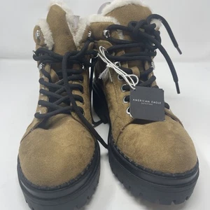 American Eagle Outfitters Damen Stiefel Kunstfell Schnürung. Größe 7 Chukka Y2K - Bild 1 von 13