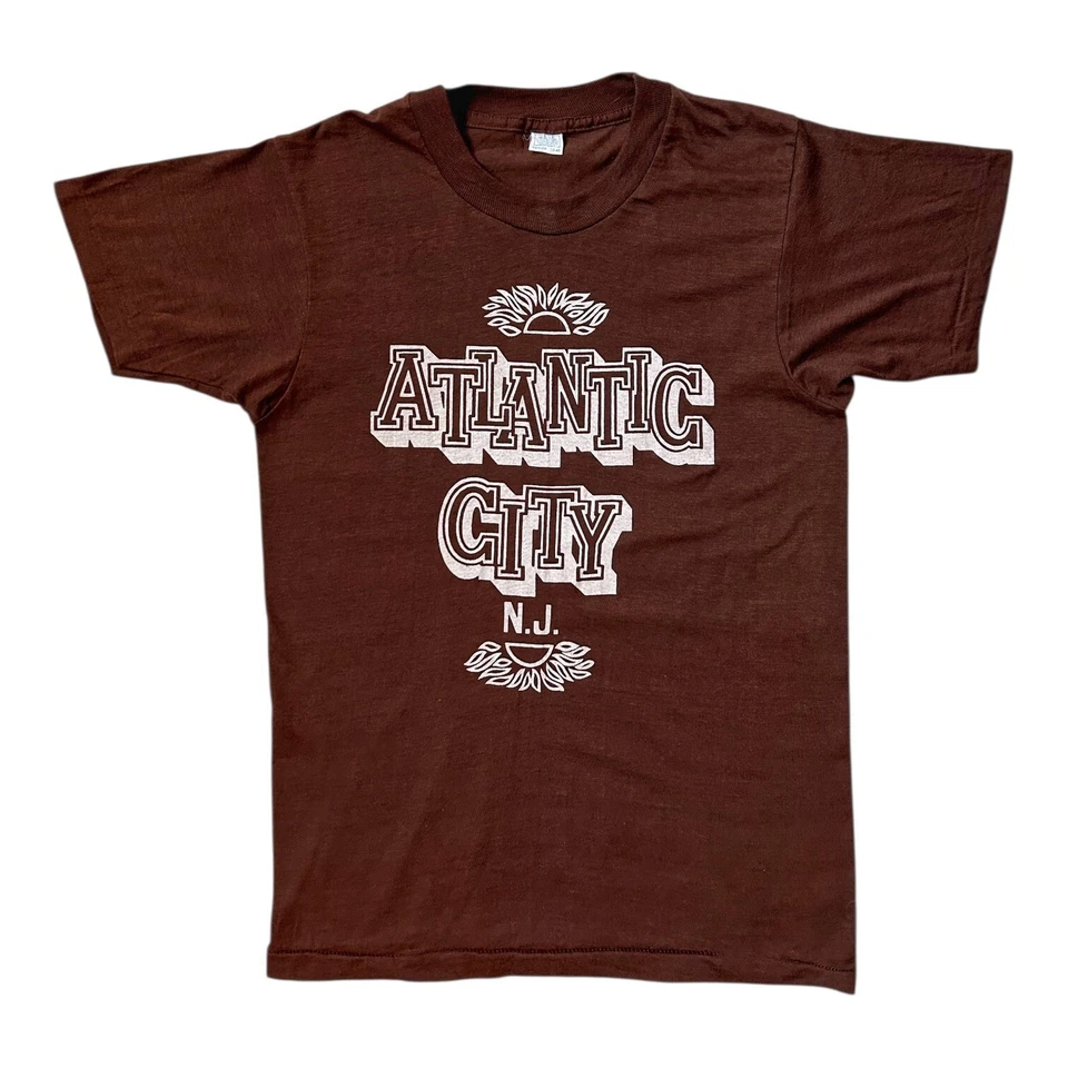 70s Vintage Atlantic City T-shirt Single Stitch New Jersey Travel Text graphic. - Image 1 of 4