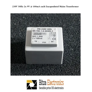 Makrai Encapsulated Mains Transformer 230V 60Hz 2x 9V 100mA each 1.8VA PCB Mount - Picture 1 of 6