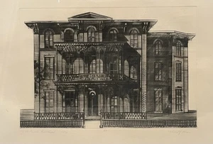 Grabado Drypoint Richard Haas A/P prueba de artista impresión firmada 1972 marrón Galveston - Imagen 1 de 15