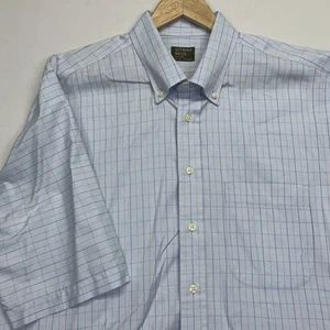 Gitman Bros Shirt Mens XL Short Sleeve Blue Plaid Button Up Cotton USA - Picture 1 of 8